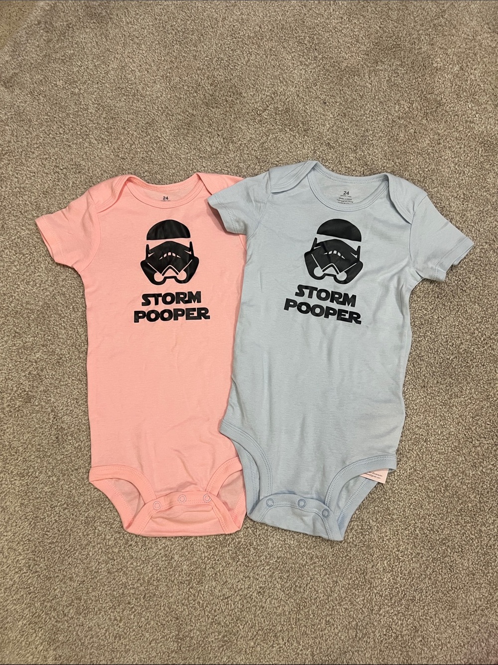 Kids 'Storm Pooper' Onesie - Pink and Light Blue